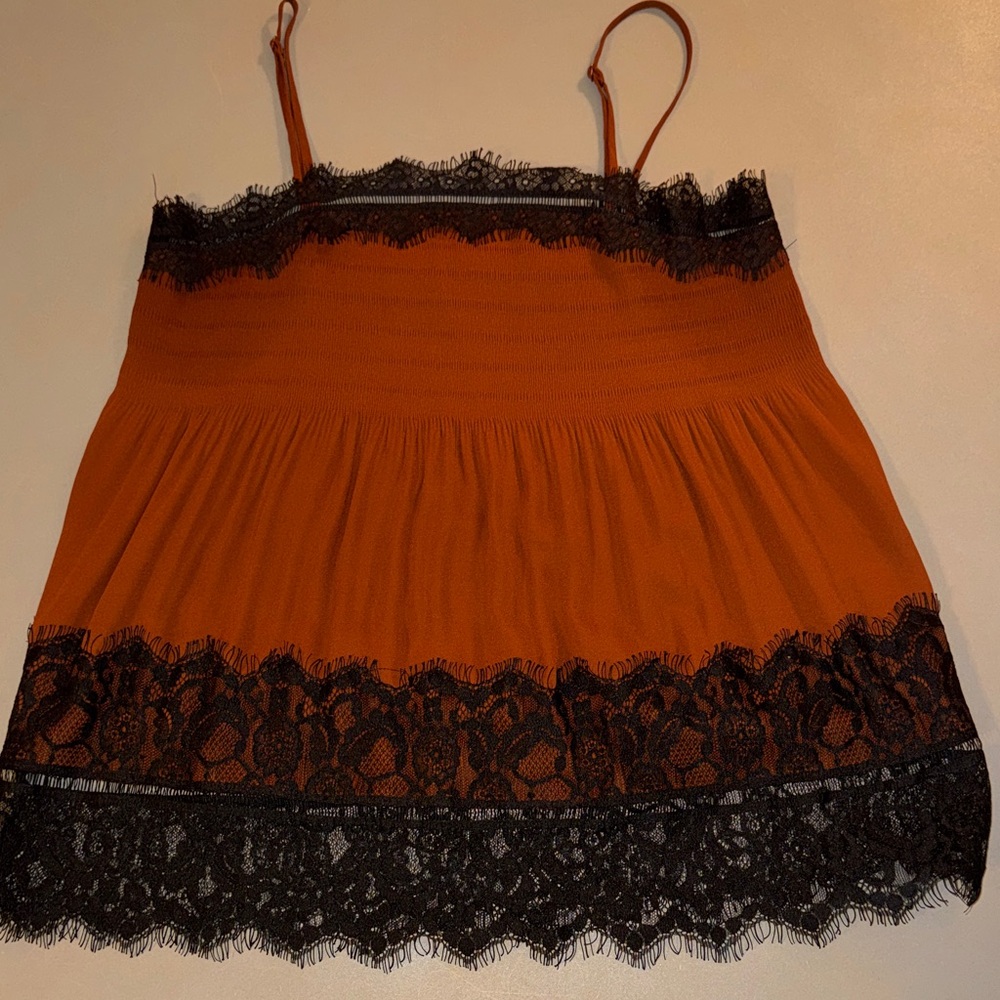 Express Brown Camisole with Black Lace Accents Size S - Picture 4 of 6